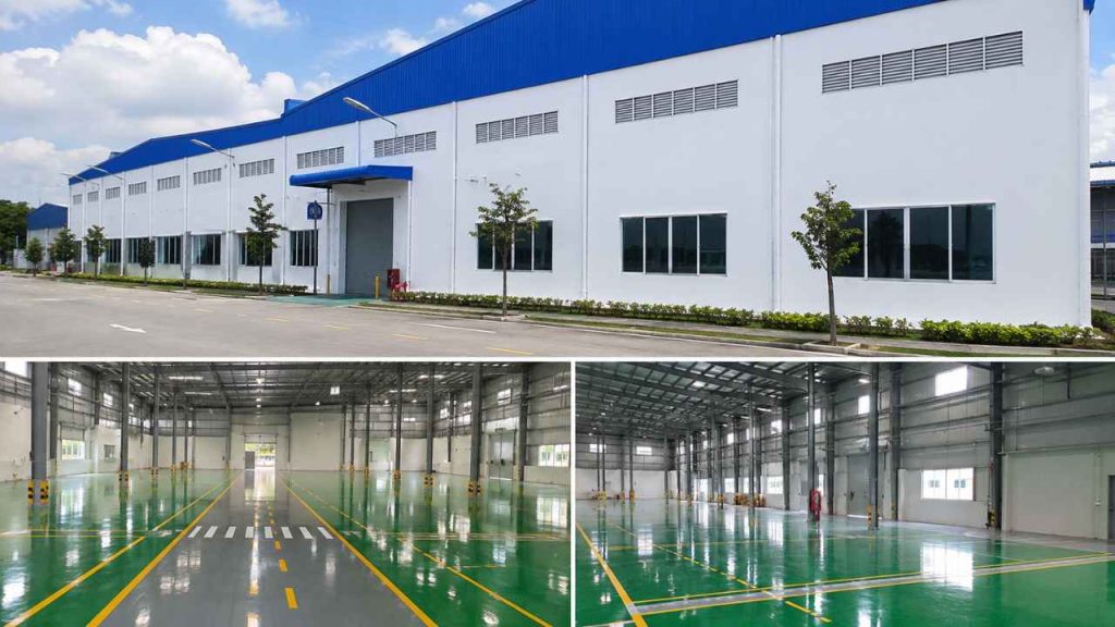 Nhà xưởng KCN Mỹ Phước sau khi hoàn thiện sơn toàn bộ – sạch đẹp, chuyên nghiệp, bền lâu