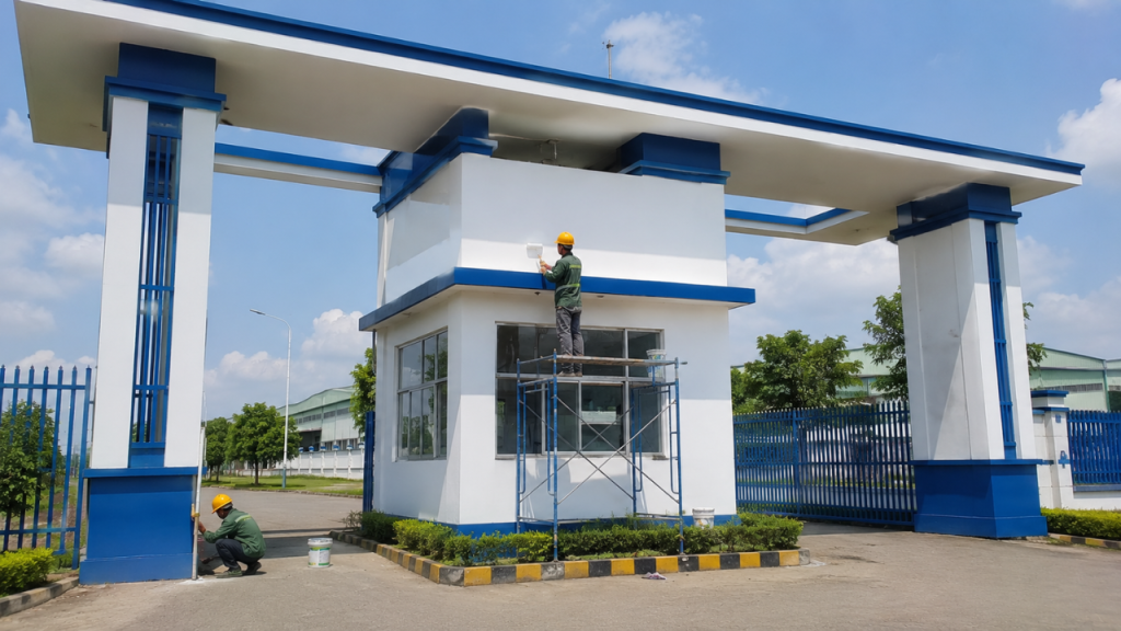 Dịch vụ sơn lại cổng nhà xưởng chuyên nghiệp tại Bình Dương – thi công đúng kỹ thuật, bền màu lâu dài